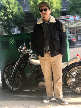 「アイテム（チノパンツ）」を使った、wakiさん（メンズ・165cm）の秋コーディネート