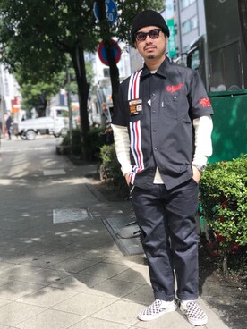「schott（ショット）のSchott/ショット/URBAN CHINO PANTS/アーバン チノパンツ（チノパンツ）」を使った、wakiさん（メンズ・165cm）の春コーディネート