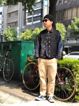 「schott（ショット）のSchott/ショット/URBAN CHINO PANTS/アーバン チノパンツ（チノパンツ）」を使った、wakiさん（メンズ・165cm）の春コーディネート