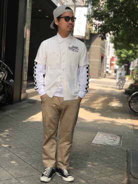「schott（ショット）のSchott/ショット/URBAN CHINO PANTS/アーバン チノパンツ（チノパンツ）」を使った、wakiさん（メンズ・165cm）の春コーディネート