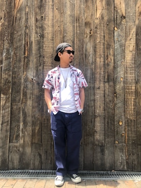 「schott（ショット）のSchott/ショット/ARMY FATIGUE PANTS/アーミー ファティーグ パンツ（その他パンツ）」を使った、wakiさん（メンズ・165cm）の夏コーディネート