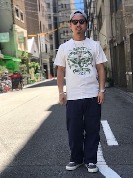 「schott（ショット）のSchott/ショット/ARMY FATIGUE PANTS/アーミー ファティーグ パンツ（その他パンツ）」を使った、wakiさん（メンズ・165cm）の夏コーディネート