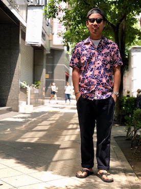 「schott（ショット）のSchott/ショット/URBAN CHINO PANTS/アーバン チノパンツ（チノパンツ）」を使った、wakiさん（メンズ・165cm）の夏コーディネート