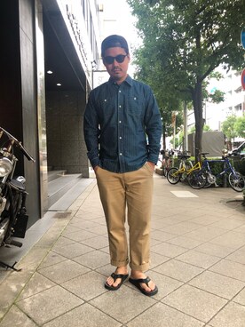 「schott（ショット）のSchott/ショット/URBAN CHINO PANTS/アーバン チノパンツ（チノパンツ）」を使った、wakiさん（メンズ・165cm）の夏コーディネート