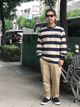 「schott（ショット）のSchott/ショット/URBAN CHINO PANTS/アーバン チノパンツ（チノパンツ）」を使った、wakiさん（メンズ・165cm）の夏コーディネート