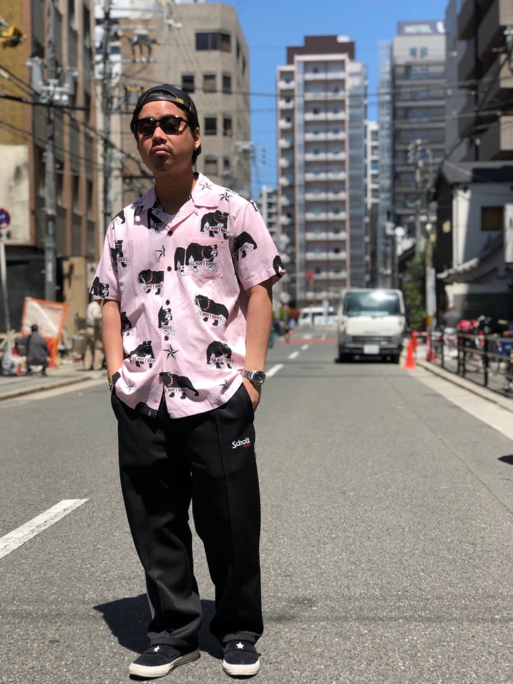 WEB限定】Schott/ショット/HAWAIIAN SHIRT BULLDOG STENCIL/アロハ