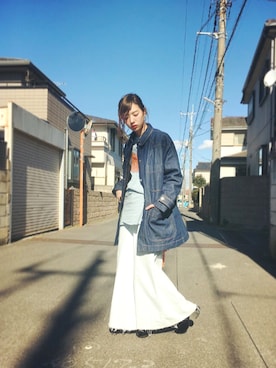「MM6 Maison Margiela（ｴﾑｴﾑｼｯｸｽ ﾒｿﾞﾝ ﾏﾙｼﾞｪﾗ）のアイテム（ジャケット/アウター）」を使った、山口真帆さん（レディース・161cm）の冬コーディネート