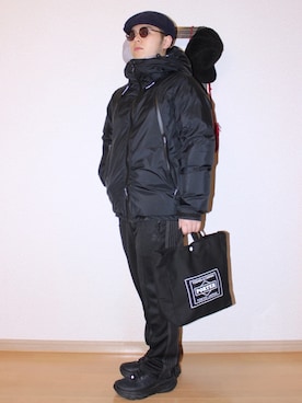 「URBAN RESEARCH（アーバンリサーチ）のアイテム（ハンチング/ベレー帽）」を使った、Masa Inagakiさん（メンズ・165cm）の冬コーディネート