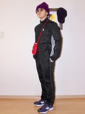 「アイテム（ジャージ）」を使った、Masa Inagakiさん（メンズ・165cm・20代）の冬コーディネート