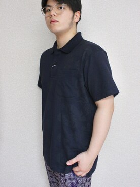 「UNIQLO（ユニクロ）のカノコプリントポロシャツ（半袖）（ポロシャツ）」を使った、Masa Inagakiさん（メンズ・165cm）の夏コーディネート
