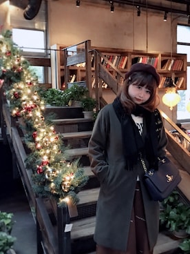 「Honeys（ハニーズ）のチェスターコート（ジャケット/アウター、グリーン系）」を使った、shawbohrさん（レディース・164cm）の冬コーディネート