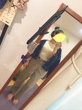 「FREE'S MART（フリーズマート）のアイテム（Knitwear、ベージュ系）」を使った、mh.さん（レディース・159cm）の春コーディネート