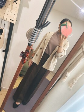 「しまむら（シマムラ）のアイテム（Outerwear、ベージュ系）」を使った、mh.さん（レディース・159cm）の春コーディネート