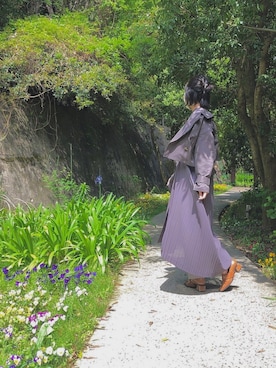 「Ameri（アメリ）のアイテム（Trenchcoat、グレー系）」を使った、mh.さん（レディース・159cm）の春コーディネート