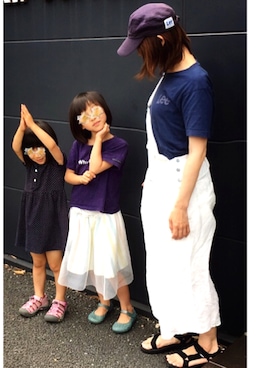 「OLIVE des OLIVE（オリーブデオリーブ）のアイテム（サロペット/オーバーオール）」を使った、YUKIさん（レディース・153cm）の夏コーディネート