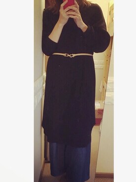 「GU（ジーユー）のアイテム（ワンピース/ドレス、ブラック系）」を使った、YUKIさん（レディース）の秋コーディネート