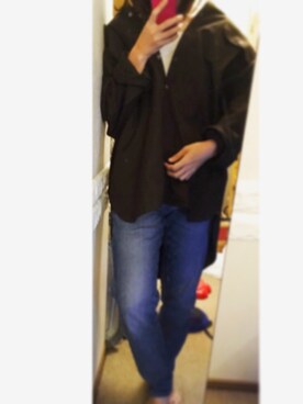 「archives（アルシーヴ）の無地＆迷彩チュニックBIGシャツ（シャツ/ブラウス、ブラウン系）」を使った、YUKIさん（レディース）の秋コーディネート