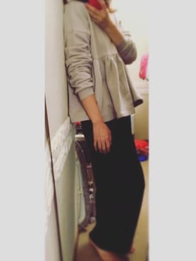 「M y u（ミュー）のNew裾フレア裏毛スウェット（スウェット、グレー系）」を使った、YUKIさん（レディース）の秋コーディネート