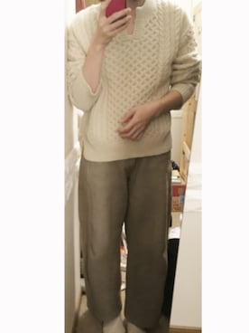 「GU（ジーユー）のアイテム（ニット/セーター、ホワイト系）」を使った、YUKIさん（レディース）の秋コーディネート