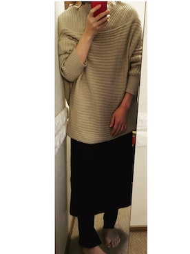 「antiqua（アンティカ）のドルマンニットトップス（ニット/セーター、ベージュ系）」を使った、YUKIさん（レディース）の秋コーディネート