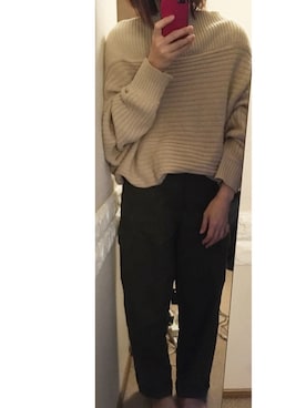 「antiqua（アンティカ）のドルマンニットトップス（ニット/セーター、ベージュ系）」を使った、YUKIさん（レディース）の秋コーディネート