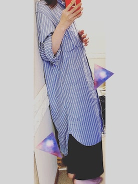 「UNIQLO（ユニクロ）のアイテム（シャツワンピース、ブルー系）」を使った、YUKIさん（レディース）の春コーディネート