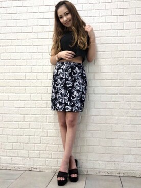 「RESEXXY（リゼクシー）のアメスリフラワーSETUP（ワンピース、ブラック系）」を使った、RESEXXYさん（レディース・160cm）の夏コーディネート