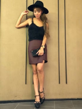 「アイテム（キャミソール、ブラック系）」を使った、RESEXXYさん（レディース・163cm）の夏コーディネート