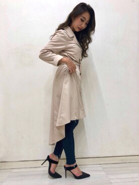 「RESEXXY」｜「アイテム（トレンチコート）」を使った、RESEXXYさん（レディース・154cm）の秋コーディネート