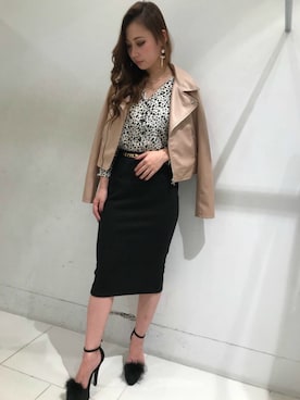 「RESEXXY（リゼクシー）のアイテム（ライダースジャケット）」を使った、RESEXXYさん（レディース・155cm）の秋コーディネート