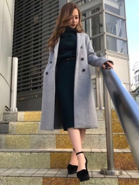 「RESEXXY」｜「アイテム（チェスターコート）」を使った、RESEXXYさん（レディース・155cm）の冬コーディネート