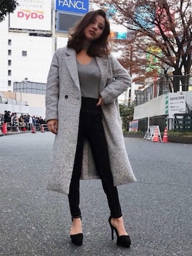 「RESEXXY」｜「アイテム（チェスターコート）」を使った、RESEXXYさん（レディース・153cm）の冬コーディネート