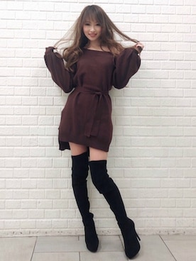 「リゼクシー」｜「アイテム（ニット/セーター）」を使った、RESEXXYさん（レディース・156cm）の冬コーディネート