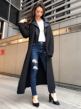 「RESEXXY（リゼクシー）のアイテム（ライダースジャケット）」を使った、RESEXXYさん（レディース・154cm）の冬コーディネート