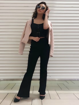 「RESEXXY（リゼクシー）のアイテム（ライダースジャケット）」を使った、RESEXXYさん（レディース・153cm）の春コーディネート