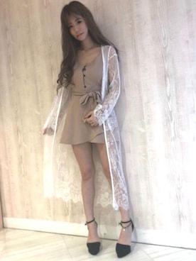 「アイテム（つなぎ/オールインワン、ベージュ系）」を使った、RESEXXYさん（レディース・163cm）の春コーディネート