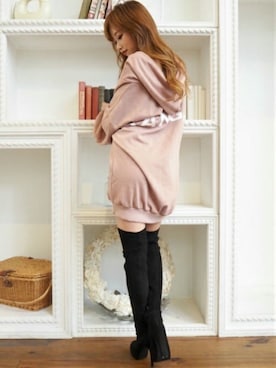 「アイテム（スウェット、ピンク系）」を使った、RESEXXYさん（レディース・156cm）の夏コーディネート