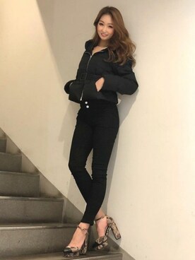 「RESEXXY」｜「アイテム（ダウンジャケット/コート）」を使った、RESEXXYさん（レディース・166cm）の秋コーディネート