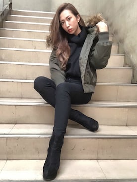 「RESEXXY」｜「アイテム（ブルゾン）」を使った、RESEXXYさん（レディース・156cm）の秋コーディネート