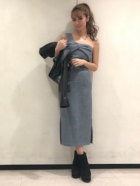「RESEXXY（リゼクシー）のアイテム（ライダースジャケット）」を使った、RESEXXYさん（レディース・163cm）の冬コーディネート