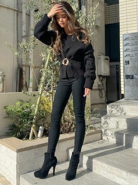 「オールブラックコーデ」｜RESEXXYさん（レディース・167cm）の冬コーディネート