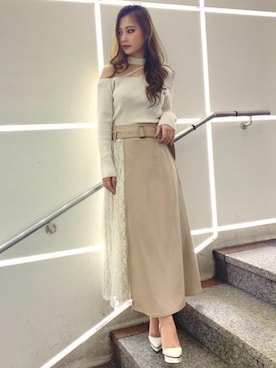 「リゼクシー」｜「アイテム（ニット/セーター）」を使った、RESEXXYさん（レディース・155cm）の冬コーディネート