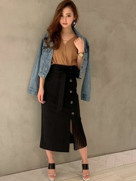 「RESEXXY（リゼクシー）のアイテム（デニムジャケット）」を使った、RESEXXYさん（レディース・155cm）の冬コーディネート