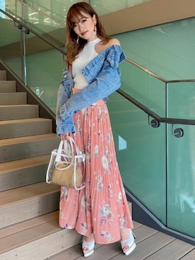 「RESEXXY（リゼクシー）のアイテム（デニムジャケット）」を使った、RESEXXYさん（レディース・157cm）の春コーディネート