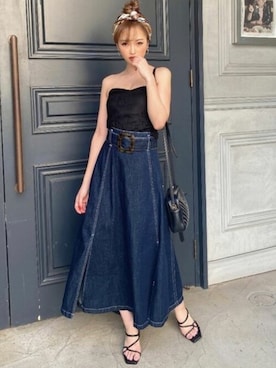 「アイテム（チューブトップ）」を使った、RESEXXYさん（レディース・157cm）の夏コーディネート