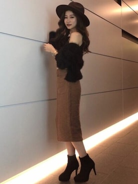 「RESEXXY」｜「アイテム（帽子）」を使った、RESEXXYさん（レディース・153cm）の秋コーディネート