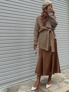 「茶色」｜RESEXXYさん（レディース・167cm）の冬コーディネート