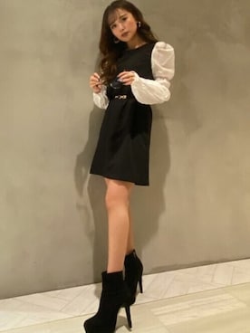 「韓国風コーデ」｜「アイテム（ワンピース/ドレス）」を使った、RESEXXYさん（レディース・155cm）の冬コーディネート