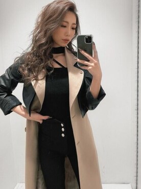 「RESEXXY」｜「アイテム（トレンチコート）」を使った、RESEXXYさん（レディース・156cm）の春コーディネート