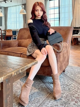 「リゼクシー」｜「アイテム（ニット/セーター）」を使った、RESEXXYさん（レディース・152cm）の秋コーディネート